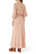 V-Neck Long Dress in Crêpe Satin