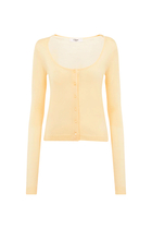 Scoop-Neck Fitted Cardigan in Superfine Wool Knit