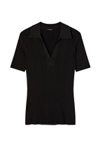 Viscose Rib Knit Polo Top