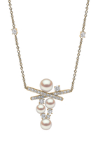 Sleek Necklace, 18k White Gold, Diamond & Pearl