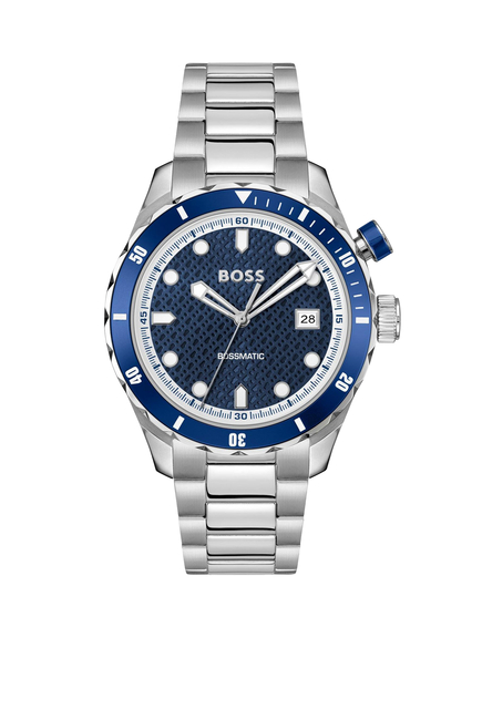 Automatic Watch with Monogram-Textured Dial