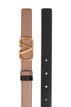Reversible VLogo Signature Belt in Glossy Calfskin