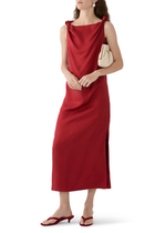 Silk Twisted Moun Midi Dress