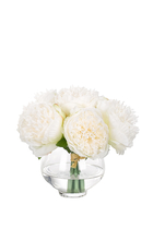 White Peony in Glass Vase