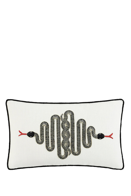 Snake Embroidered Pillow
