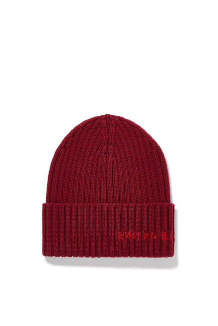 Monogram-Embroidered Wool Beanie