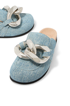 Chain Loafer Suede Mules