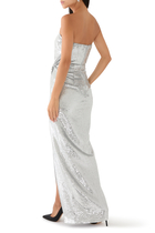 Strapless Sequin Buckle Gown