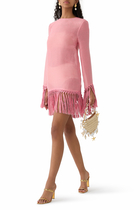 Linen-Blend Fringed Claudia Mini Dress