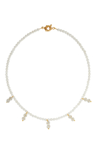 Pearl Necklace with 5-Strass Pendant