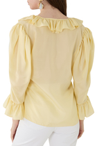 V-Neck Ruffle Top in Silk Habotai