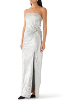 Strapless Sequin Buckle Gown