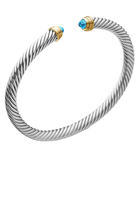 Classic Cable Bracelet, Sterling Silver with 14k Yellow Gold & Topaz
