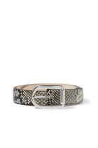 Snake-Effect Leather Belt