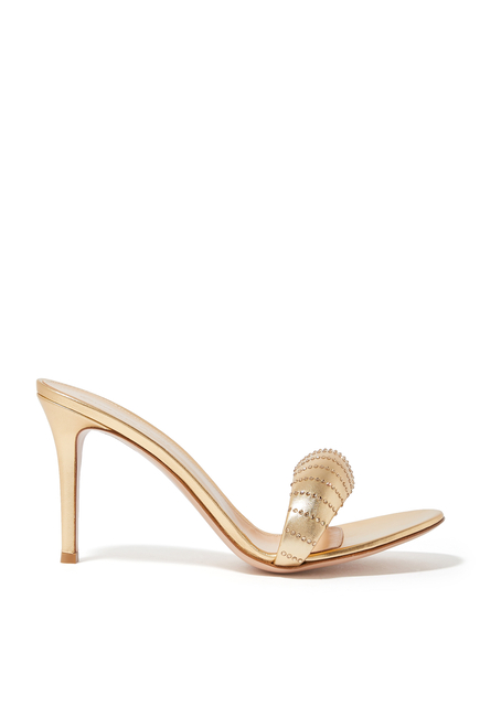 Bijoux 85 Crystal Embellished Metallic Leather Mules