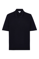Fine Rib Silk Cotton Polo Shirt