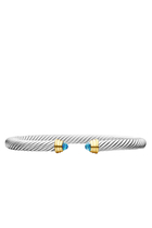 Classic Cable Bracelet, Sterling Silver with 14k Yellow Gold & Topaz