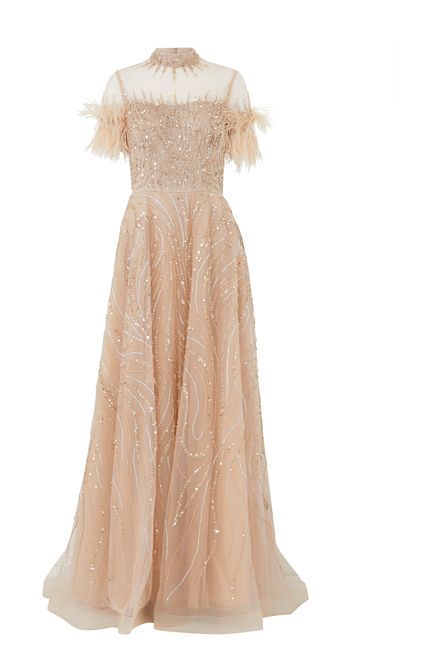 Embellished Floor-Length Gown