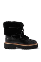 Lace-Up Mid-Length Boots in Ironed Merino