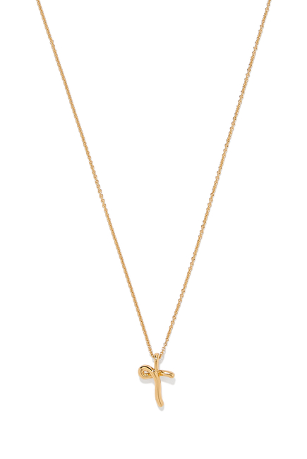Curly Molten Mini Initial Necklace - T, 18k Recycled Gold Vermeil on Recycled Sterling Silver