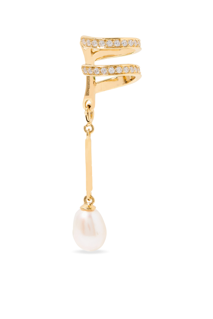 Encrusted Spiral Pear Drop Earcuff