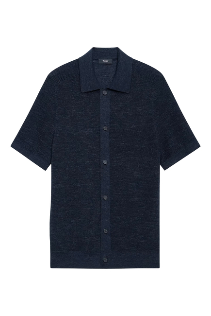 Short-Sleeve Button-Up Shirt in Pacific Linen