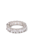 Band Ring, Rhodium Plated Brass & Cubic Zirconia