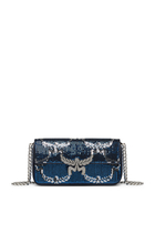 Himmel Sequin Monogram Leather Shoulder Bag