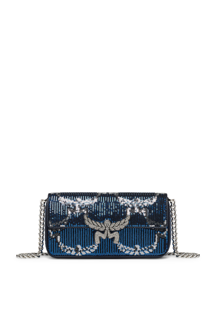 Himmel Sequin Monogram Leather Shoulder Bag