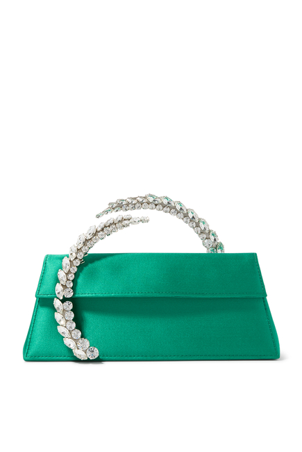 Karma Stone-Encrusted Satin Clutch Bag