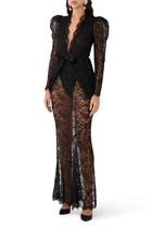 Lace V-Neck Dress with Peplum and Body