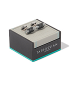 Carbon Infinity Talisman Cufflinks, Palladium Plated Base Metal & Alutex