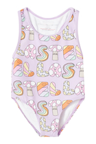 Kids Lettering Print Swimsuit
