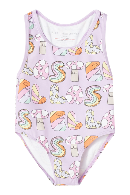 Kids Lettering Print Swimsuit