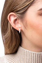Eclipse Hoop Earrings, 18k Yellow Gold, Diamond & Pearl