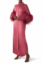 Satin Button Down With Feathers Blouse