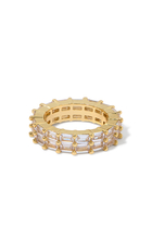 Band Ring, 14K Gold Plated Brass & Cubic Zirconia