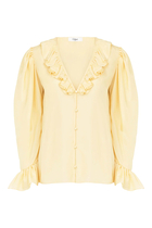 V-Neck Ruffle Top in Silk Habotai
