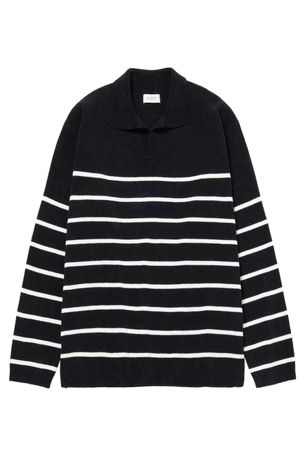 Mole Yarn Stripe Skipper Knit Polo