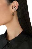 Two-Tone Round Ear Cuff,  Silver-Plated Stainless Steel & Zirconium Oxides