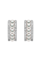 Eclipse Earrings, 18k White Gold, Diamond & Pearl