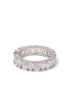 Band Ring, Rhodium Plated Brass & Cubic Zirconia
