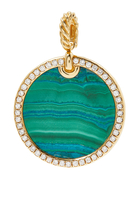 Elements® Artist Series Disc Pendant in 18K Yellow Gold with Chrysocolla and Pavé Diamonds