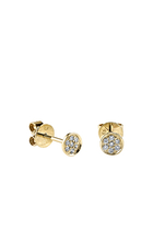 Kids Disc Earrings, 14k Yellow Gold & Diamonds