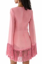 Linen-Blend Fringed Claudia Mini Dress