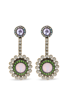 Large Octavia Earrings, Brass & Crystals