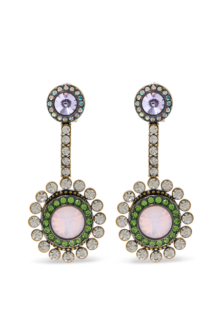 Large Octavia Earrings, Brass & Crystals