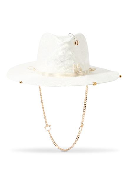 Pierced Chain Strap Fedora Hat