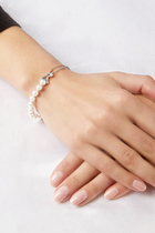 Sleek Chain Bracelet, 18k White Gold, Diamond & Pearl