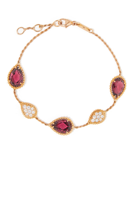 Serpent Bohème 18K Rose Gold 5 Motif Rhodolite Garnet and Diamond Bracelet